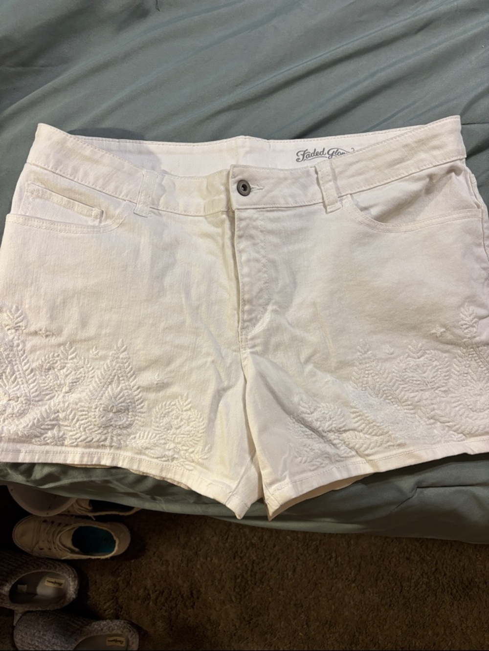 White jean shorts